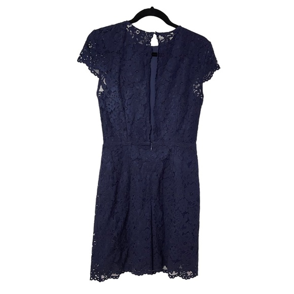 New!! H&M Short Sleeve Lace Midi Dark Blue Dress Size 6 - Picture 2 of 13